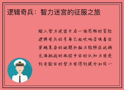 逻辑奇兵：智力迷宫的征服之旅